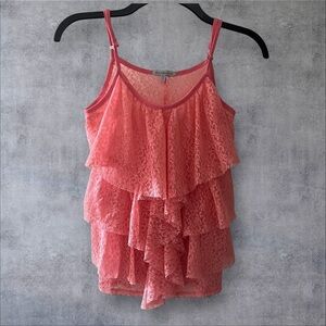 Flirty Tiered Lace Tank in Pink – Charlotte Russe XS